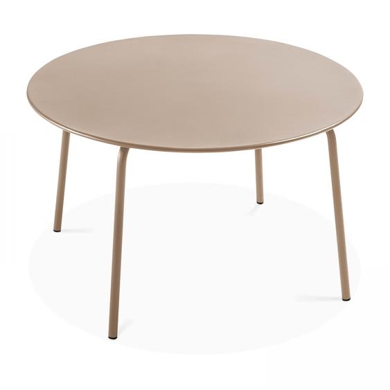 Table de jardin ronde en acier 6 places 120 cm taupe - Oviala Palavas