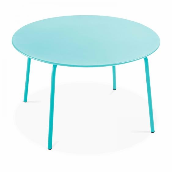 Table de jardin ronde en acier 8 places 120 cm turquoise - Oviala Palavas