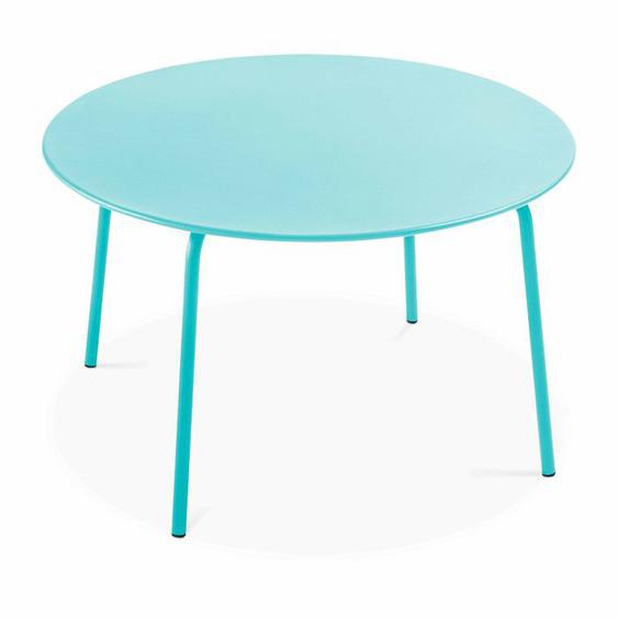 Table de jardin ronde en acier turquoise 120 cm Palavas Oviala