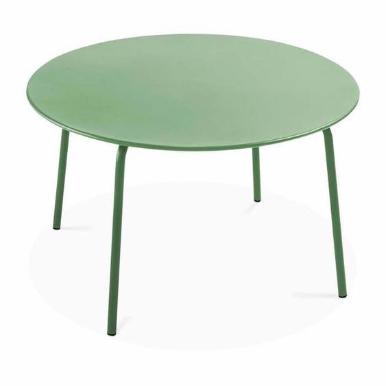 Table de jardin ronde en acier vert cactus