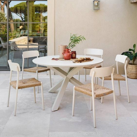 Table de jardin ronde ORYON Argile 6 places - Aluminium traité époxy, Verre Hespéride