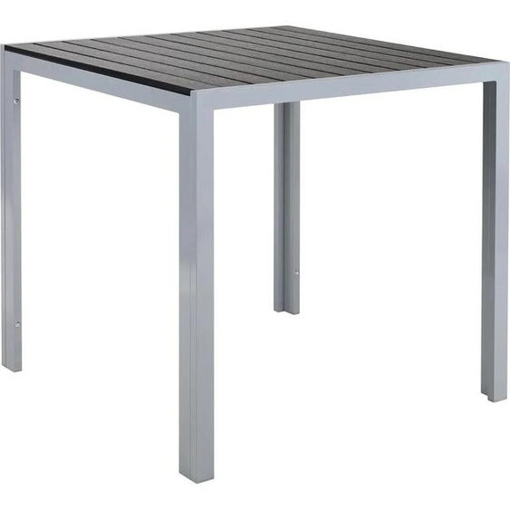 Table de jardin - Table de bistrot/café carrée - Aluminium, piètement argenté - 75x75x72 cm - Pour 4 personnes - Résistant aux intempéries et à la chaleur - Gris foncé
