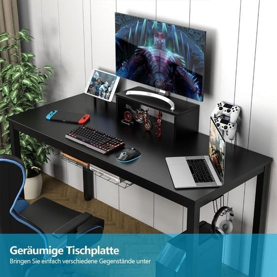 Table de jeu Bureau de jeu 140 cm avec étagère pour moniteur 155 x 60 x 94 cm noir