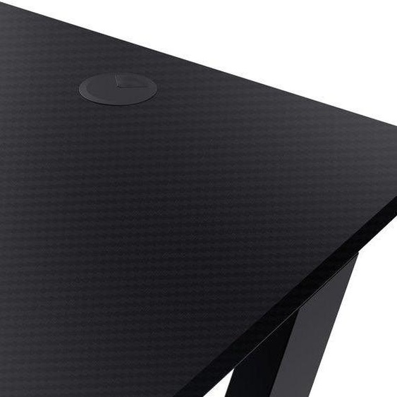 Table de jeu Ibenzoa® 120x60x76 cm – Aspect carbone, surface résistante aux rayures, porte-gobelets et support pour casque, gestion des câbles, pieds en métal robustes