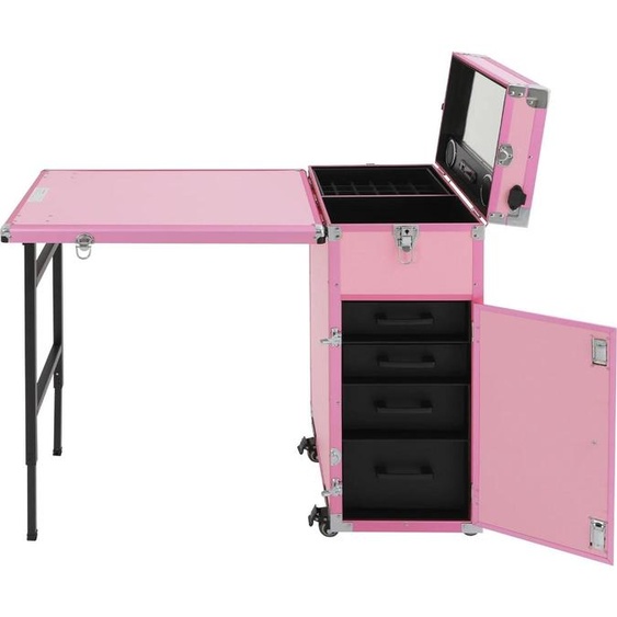 Table de manucure/table à ongles - Pliable - 4 tiroirs - Portable - Plastique ABS - Pour spa et salon de beauté - Rose