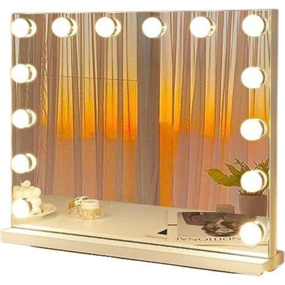 Table de maquillage avec éclairage - miroir et lampes inclus - design élégant