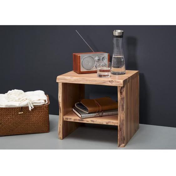 Table de nuit - Bois massif dacacia laqué (Bois naturel) - Design naturel - PURE EDGE 310