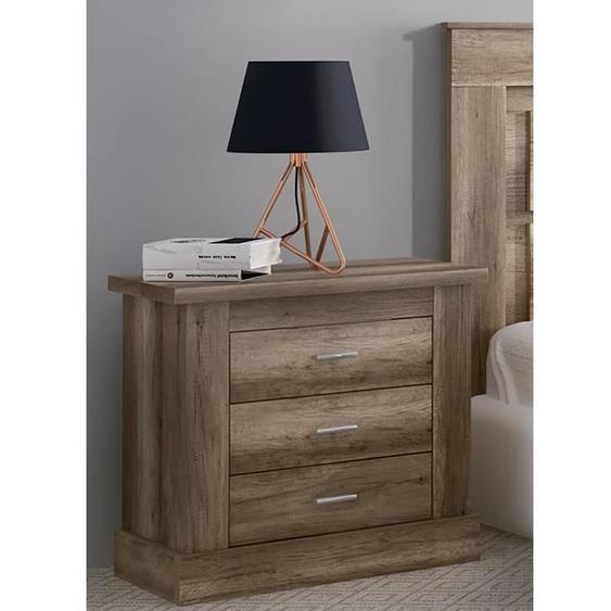 Table de nuit- table de chevet coloris chêne vieilli - Longueur 66 x profondeur 39,6 x hauteur 63,8 cm