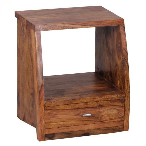 Wohnling wl1.517 Sheesham Table de Chevet en Bois Massif avec 1 tiroir et étagère, 45 x 53 x 40 cm