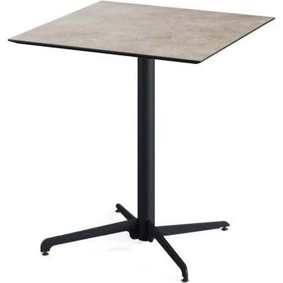 Table de patio X Cross, structure noire et plateau en stratifié haute pression Moonstone, 70 x 70 cm, 1 pièce
