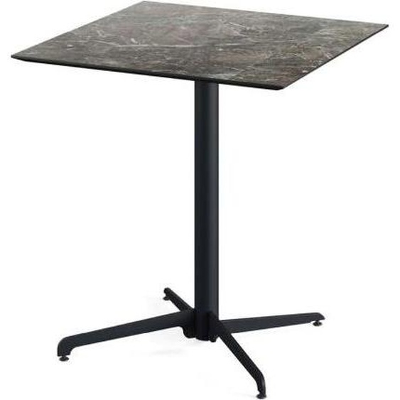 Table de patio X Cross, structure noire + plateau HPL effet marbre Galaxy, 70 x 70 cm, 1 pièce