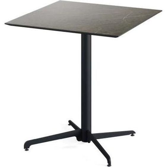 Table de patio X Cross, structure noire + plateau HPL effet marbre Midnight, 70 x 70 cm, 1 pièce