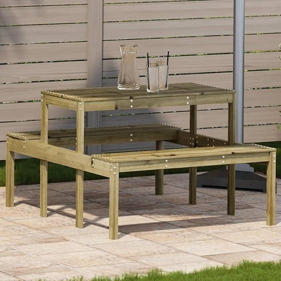Table de pique-nique 110x134x75 cm. Bois de pin imprégné. Idéale pour les fêtes de jardin, les barbecues, les jeux comme le Beer Pong. Ensemble de mobilier de jardin, table de bière. Référence : 832561