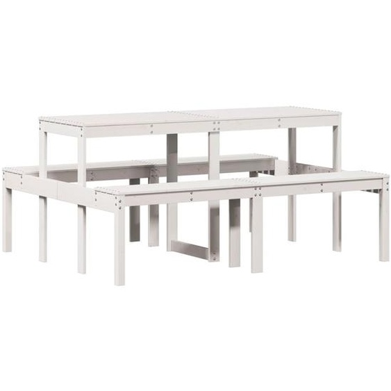 Table de pique-nique blanc 160x134x75 cm bois massif de pin
