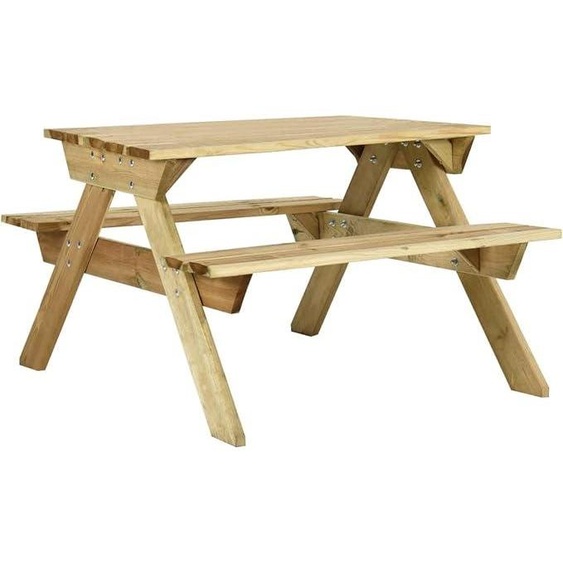Table de pique-nique avec bancs, ensemble de tables et bancs pour bière, table de beer pong, ensemble de bancs pour bière, ensemble de mobilier de jardin, table de bière, dimensions : 110x123x73 cm, en bois de pin, traité