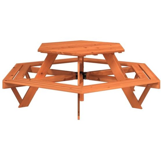 Table de pique-nique avec bancs pour 6 enfants Hexagonale en bois de sapin