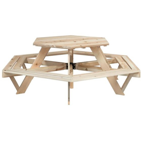 Table de pique-nique avec bancs pour 6 enfants Hexagonale en bois de sapin