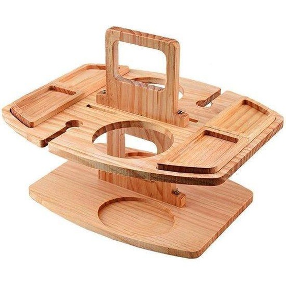 Table pliante en bois avec plateau en verre pour lextérieur, la plage et le camping
