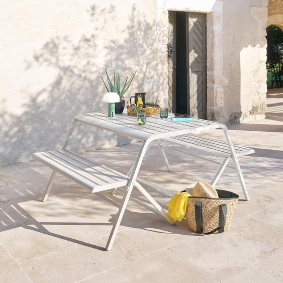 Table de pique-nique pliante pour balcon DRILIA Argile 4 places - Acier traité epoxy Hespéride