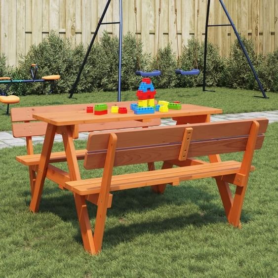 Table de pique-nique pour 4 enfants avec trou pour parapluie Sapin massif