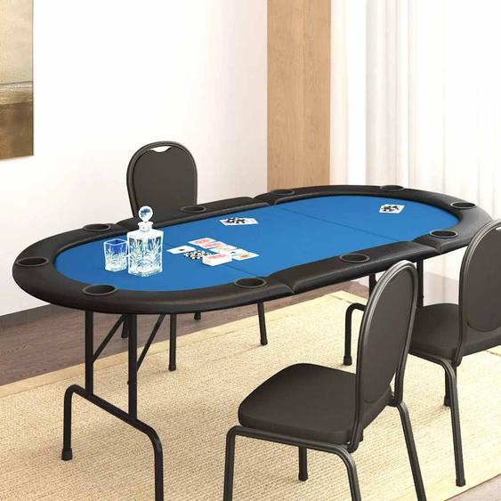 Table de poker pliable 10 joueurs Bleu 207x106x76 cm