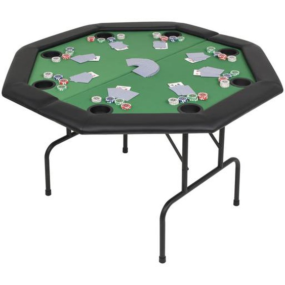 Table de poker pliable pour 8 joueurs 2 plis Octogonale Vert