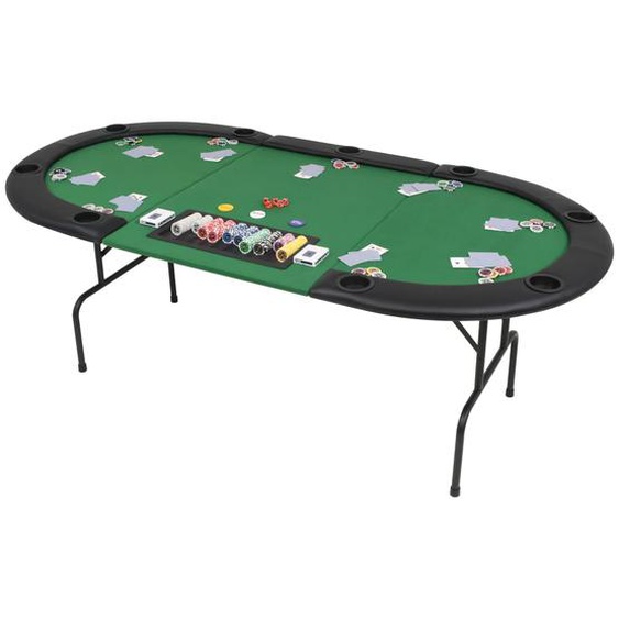 Table de poker pliable pour 9 joueurs 3 plis Ovale Vert