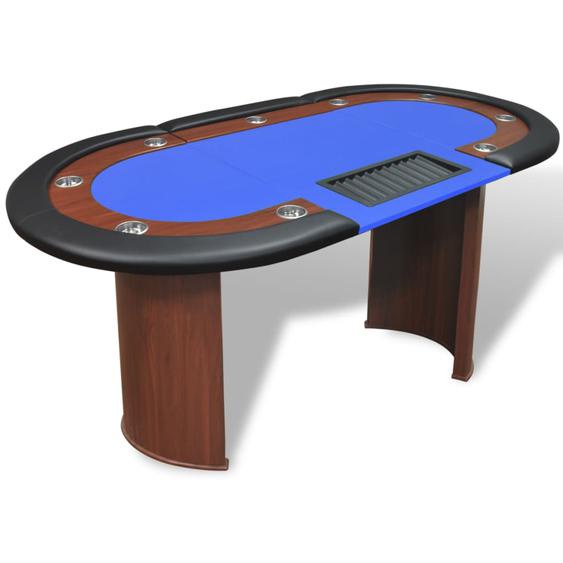 Table de poker pour 10 joueurs avec espace de croupier Bleu