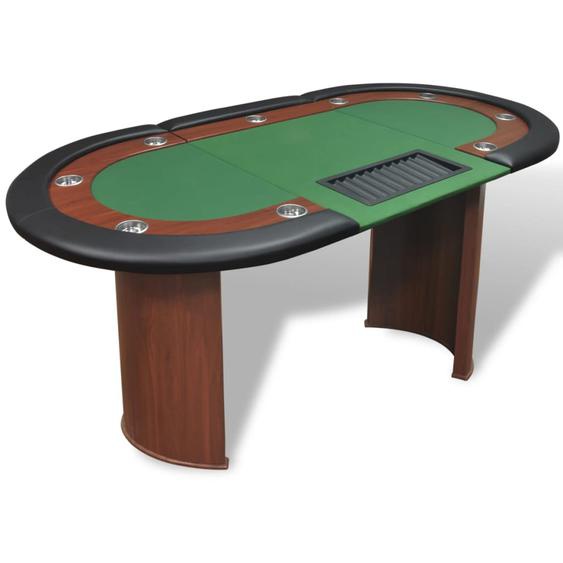 Table de poker pour 10 joueurs avec espace de croupier Vert