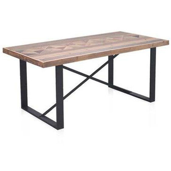 Table de repas rectangulaire Bois recyclé/Métal - JESLY - L 180 x l 90 x H 76