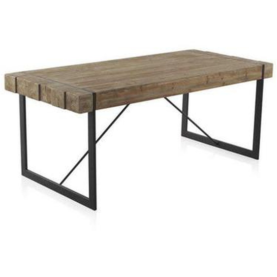 Table de repas - TOUSMESMEUBLES - VONGOLEN - Bois naturel / Métal laqué noir - 8 places - Industriel - Loft