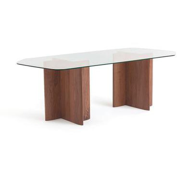 Table de repas verre/noyer, Nella