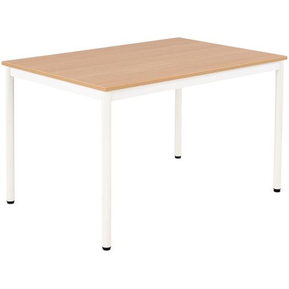 Table de restauration Budget 120 x 80 cm - Plateau Chêne fil- Pieds métal Blanc