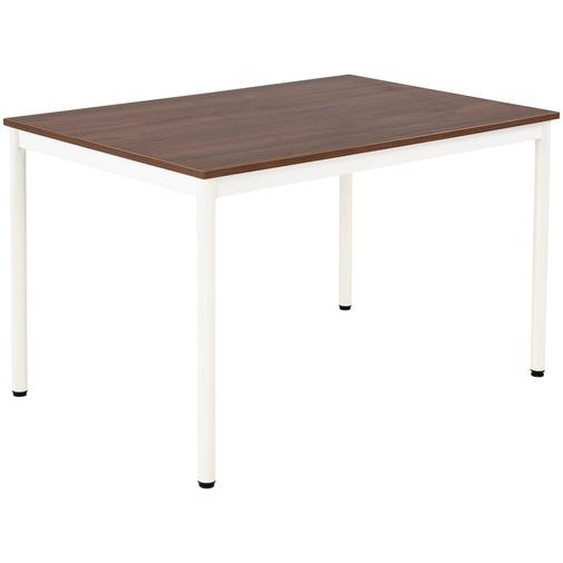 Table de restauration Budget 120 x 80 cm - Plateau Noyer - Pieds métal Blanc