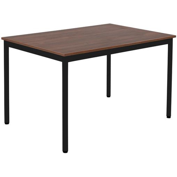 Table de restauration Budget 120 x 80 cm - Plateau Noyer - Pieds métal Noir