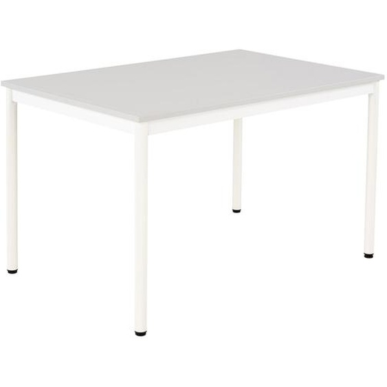 Table de restauration Budget 120 x 80 cm - Plateau stratifié Gris - Pieds métal Blanc