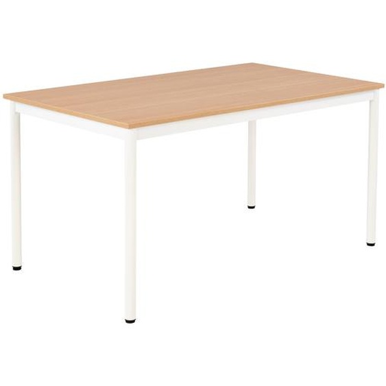 Table de restauration Budget 140 x 80 cm - Plateau Chêne fil- Pieds métal Blanc