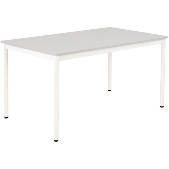 Table de restauration Budget 140 x 80 cm - Plateau stratifié Gris - Pieds métal Blanc