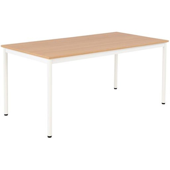 Table de restauration Budget 160 x 80 cm - Plateau Chêne fil- Pieds métal Blanc