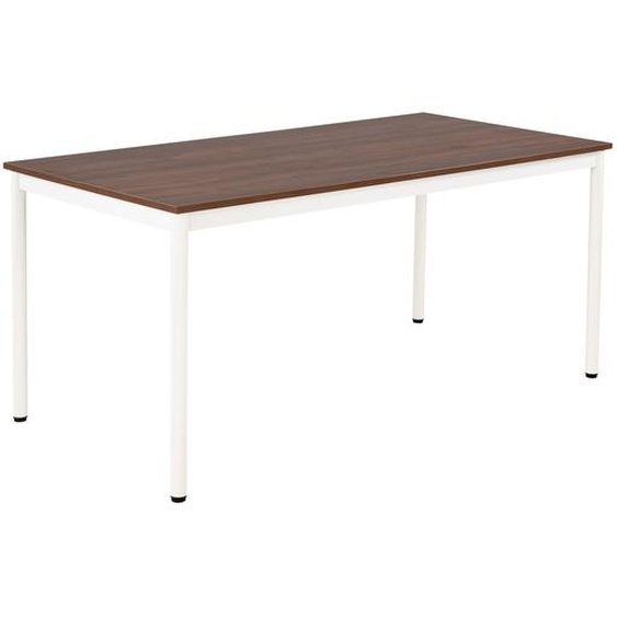 Table de restauration Budget 160 x 80 cm - Plateau Noyer - Pieds métal Blanc