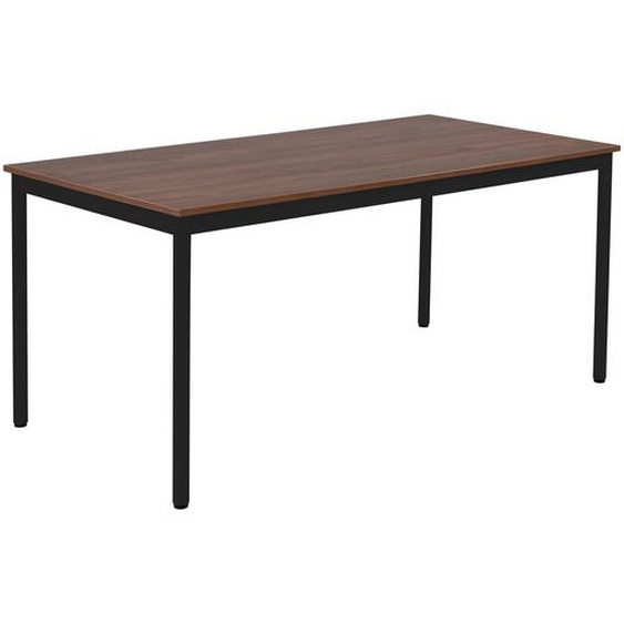 Table de restauration Budget 160 x 80 cm - Plateau Noyer - Pieds métal Noir