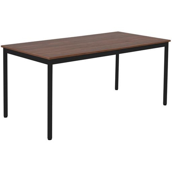 Table de restauration Budget 160 x 80 cm - Plateau Noyer - Pieds métal Noir