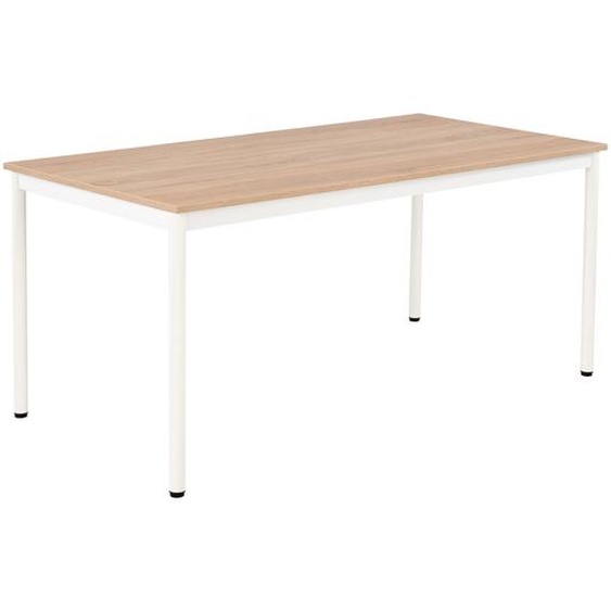 Table de restauration Budget 160 x 80 cm - Plateau stratifié Chêne - Pieds métal Blanc