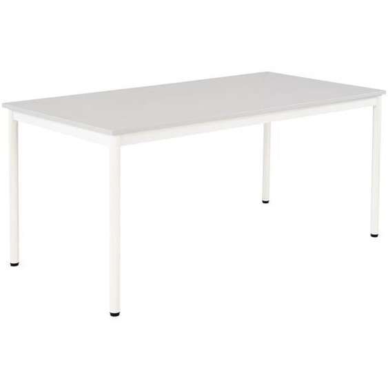 Table de restauration Budget 160 x 80 cm - Plateau stratifié Gris - Pieds métal Blanc
