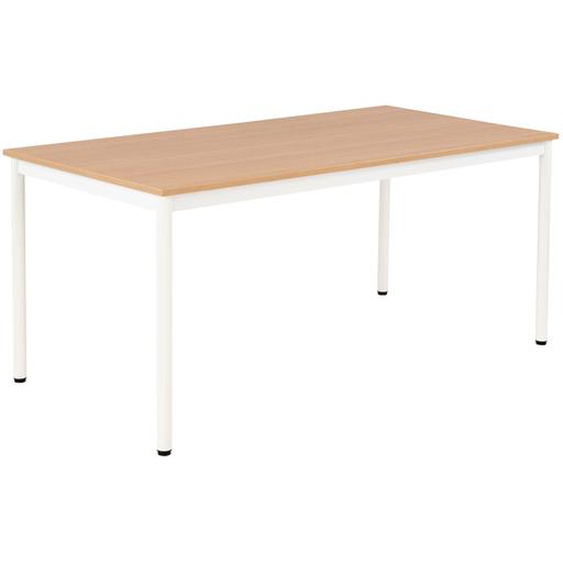 Table de restauration Budget 180 x 80 cm - Plateau Chêne fil- Pieds métal Blanc
