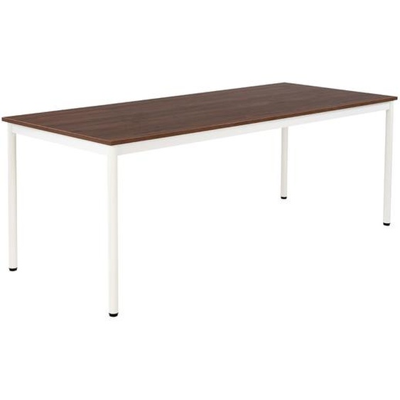 Table de restauration Budget 180 x 80 cm - Plateau Noyer - Pieds métal Blanc
