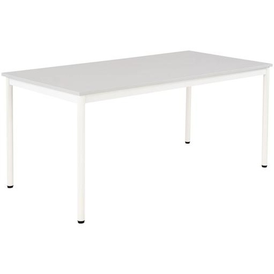 Table de restauration Budget 180 x 80 cm - Plateau stratifié Gris - Pieds métal Blanc