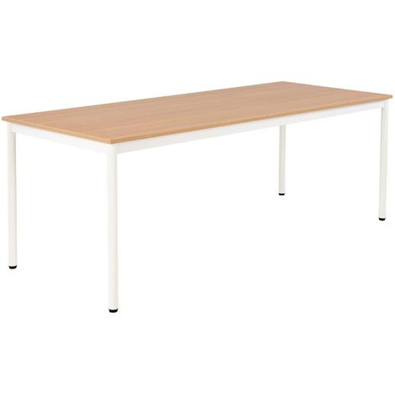 Table de restauration Budget 200 x 80 cm - Plateau Chêne fil- Pieds métal Blanc
