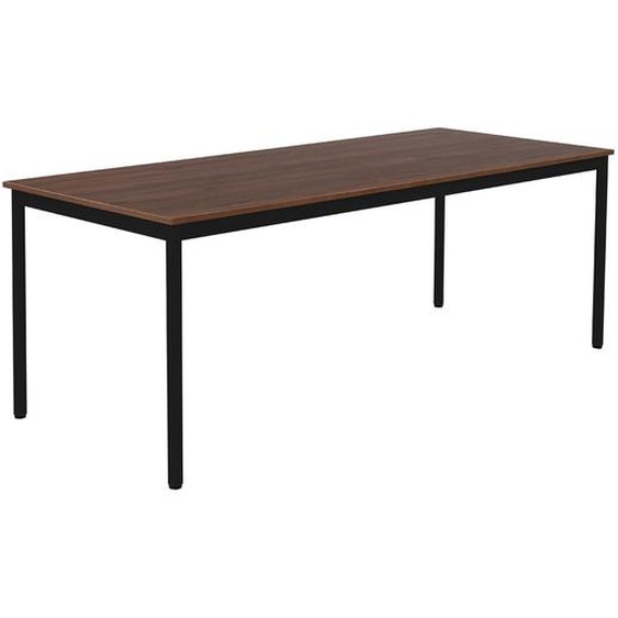Table de restauration Budget 200 x 80 cm - Plateau Noyer - Pieds métal Noir
