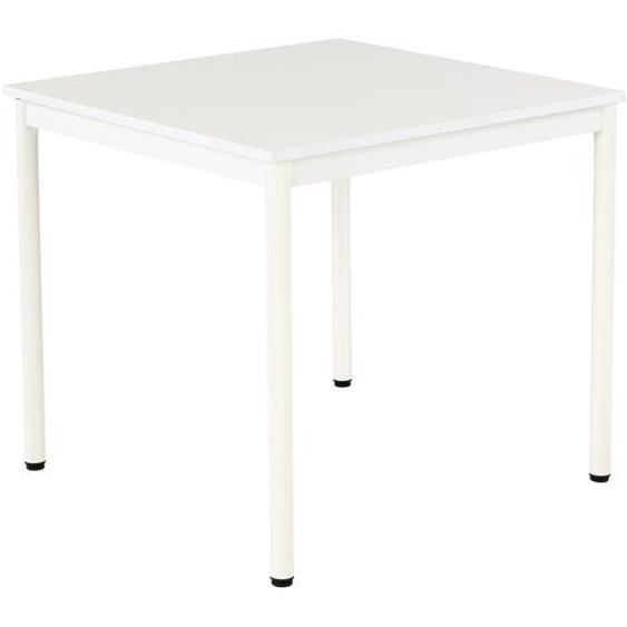 Table de restauration Budget carrée 80 cm - Plateau Blanc - Pieds métal Blanc